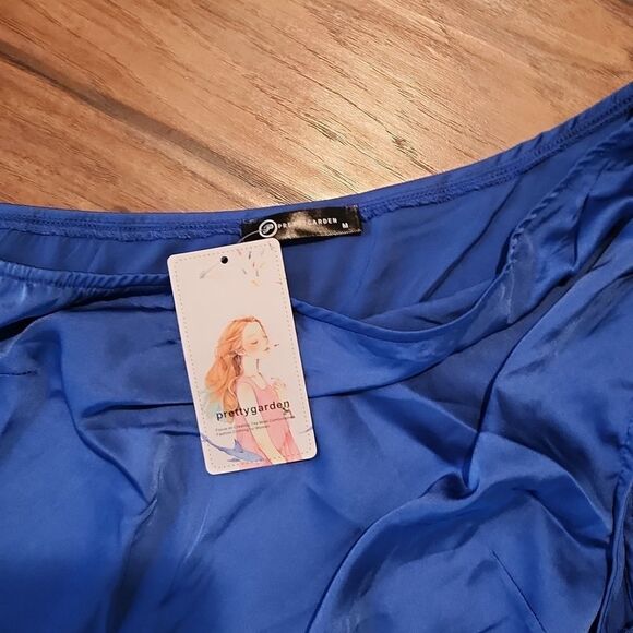 5/$15 Pretty Garden New with tag, women's medium royal blue asymmetric dress - Picture 4 of 6